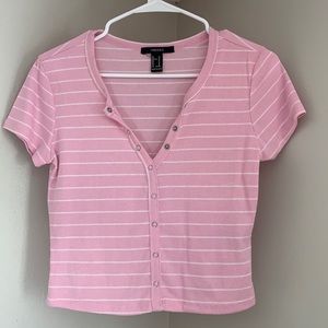 Pink stripe ribbed tee shirt